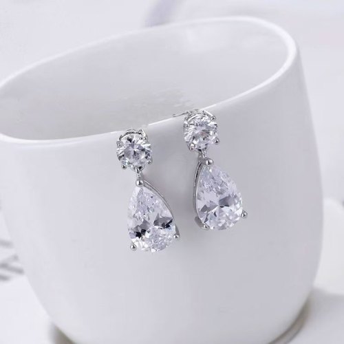 S925 Sterling Silver Moissanite Teardrop Earrings - Simple, Stylish, and High-End New Style