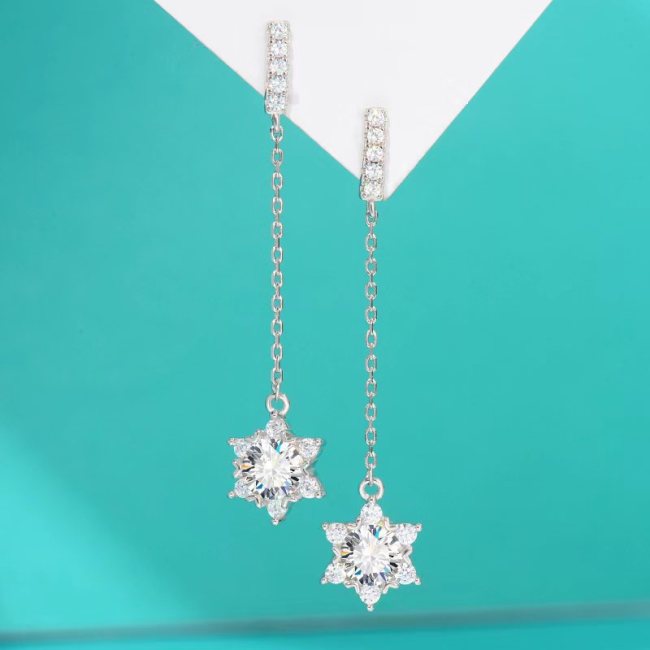 S925 Sterling Silver Moissanite Diamond Long Tassel Earrings, Simple and Elegant Korean Style Earrings, Unique Earring Threads, Versatile Earrings