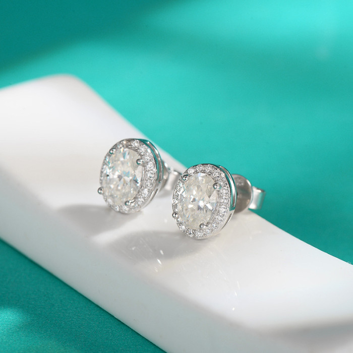 S925 Sterling Silver Moissanite Simple and Elegant Stud Earrings, Niche and Versatile Fashion Earrings, High-End Earrings, Ear Cuffs