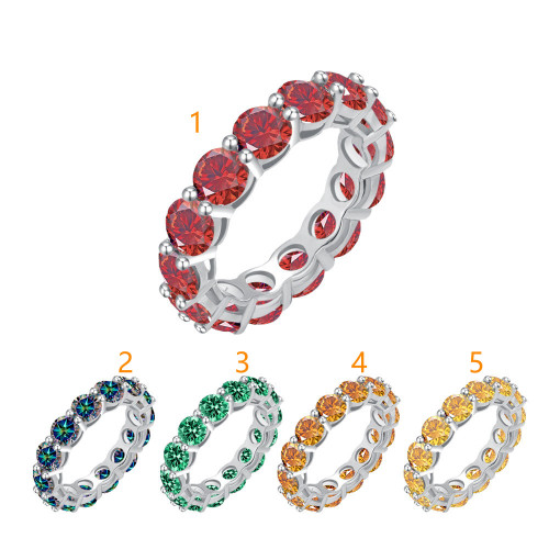 S925 Sterling Silver 0.50 Carat Full Circle Colorful Moissanite Ring Fashionable High-End Chinese Style Accessory