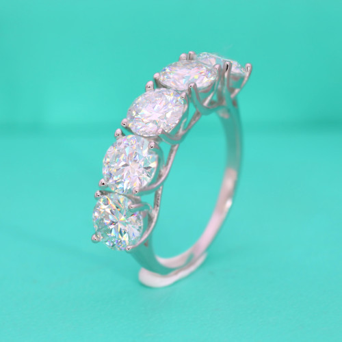 Moissanite Stackable Ring for Women, S925 Sterling Silver, Light Luxury Plated, Full Round, High-End Simple Fashion