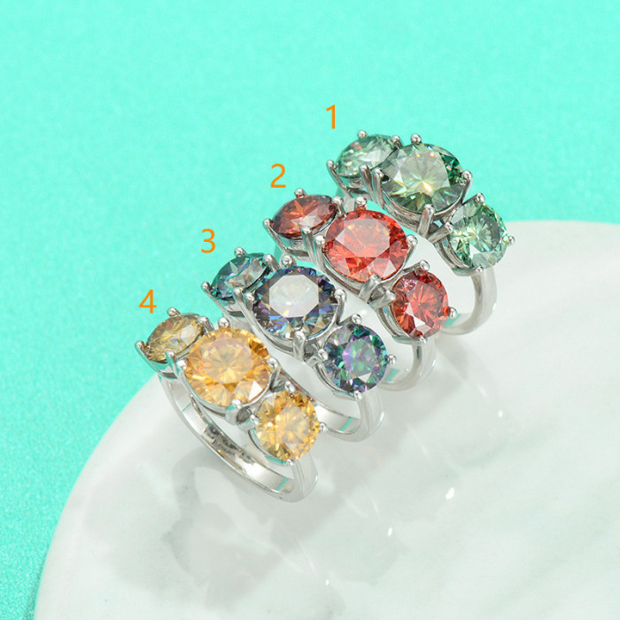 New S925 Sterling Silver Colorful Moissanite Ring for Women, Lightweight Luxury, Unique High-End Jewelry