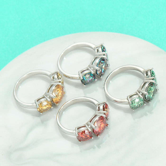 New S925 Sterling Silver Colorful Moissanite Ring for Women, Lightweight Luxury, Unique High-End Jewelry