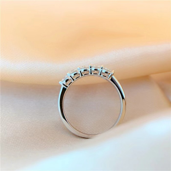 Classic Seven-Star Seven-Diamond Five-Diamond Fashion S925 Silver Inlaid D-Color Super White Moissanite Ring for Women