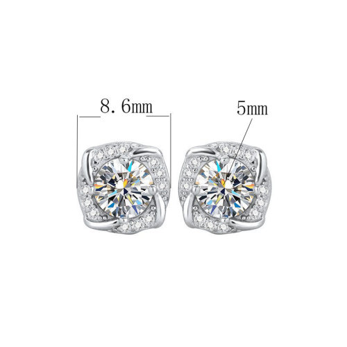 Moissanite stud earrings for women, S925 sterling silver, niche design, pierced earrings, fashionable and luxurious, small windmill earrings.