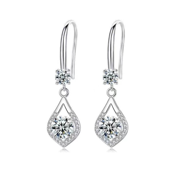 S925 Sterling Silver Moissanite Teardrop Earrings - High-End Fashionable Dangling Earrings