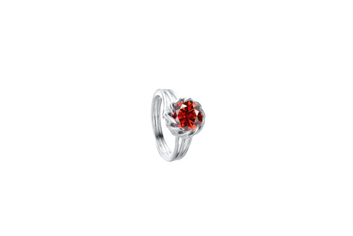 S925 sterling silver luxury elegant millennium floral cut high-end light sea color large surface ring