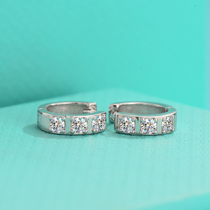 S925 Sterling Silver Moissanite Hoop Earrings - Luxurious and High-End Style, Elegant Circle Earrings, Versatile Gift for Girlfriend