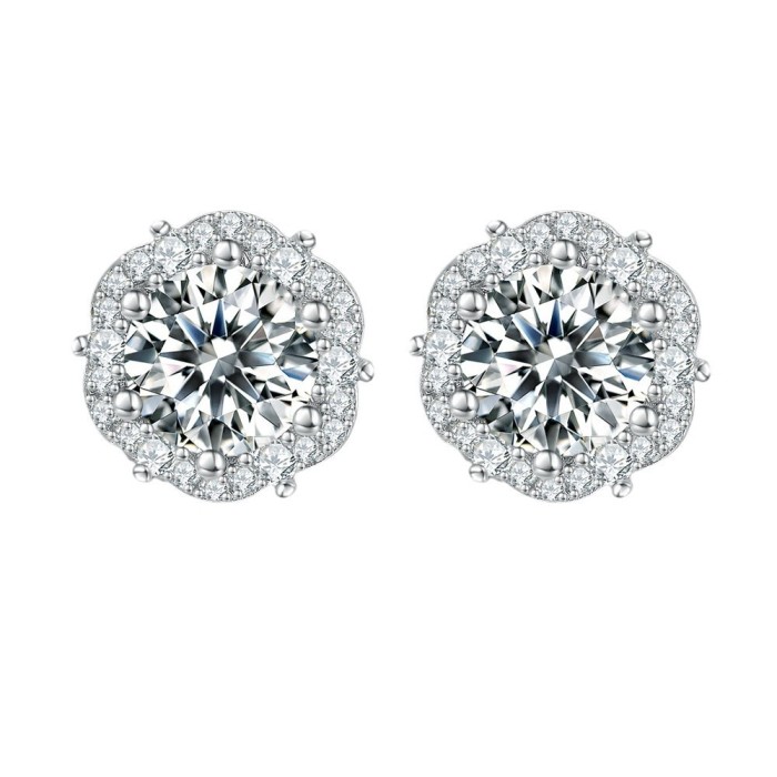 S925 Sterling Silver Colored Moissanite Stud Earrings - Fashionable, Versatile, High-End Elsa Princess Screw Earrings for Women