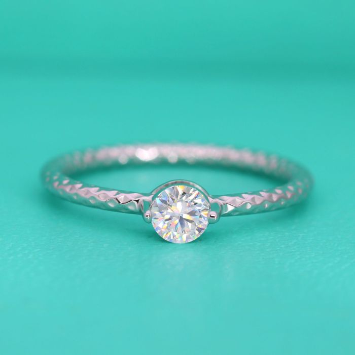 Moissanite Diamond Ring for Women, S925 Sterling Silver, Small and Delicate Closed Band