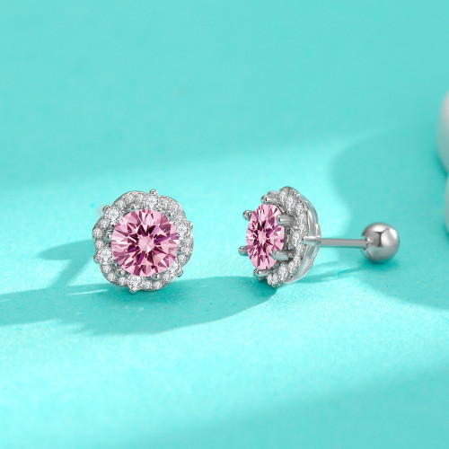 S925 Sterling Silver Colored Moissanite Stud Earrings - Fashionable, Versatile, High-End Elsa Princess Screw Earrings for Women