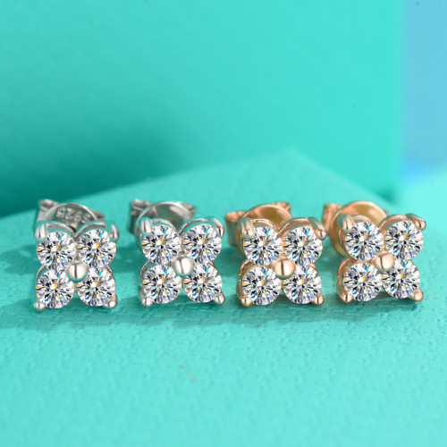 New S925 Sterling Silver Moissanite Earrings - Niche, Minimalist, Cartilage Studs, Elegant and Versatile