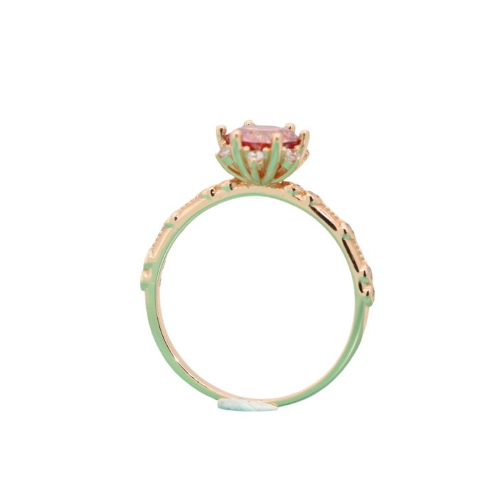 Pink Moissanite Ring for Women, Pure Silver S925, Six-Prong Floral Design, Niche Style, Delicate Ring