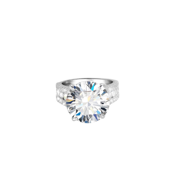 Exquisite Luxury 10-Carat Women's Wedding Ring, Fashionable Moissanite S925 Sterling Silver Ring, Light Luxury Jewelry