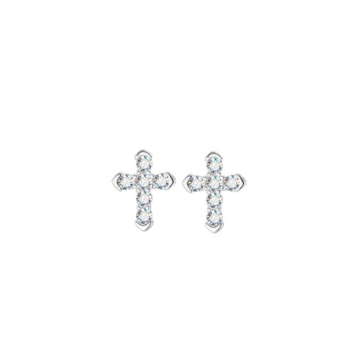 New sterling silver cross earrings for women, simple, elegant, and luxurious design, delicate S925, small and stylish.