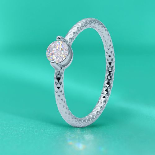 Moissanite Diamond Ring for Women, S925 Sterling Silver, Small and Delicate Closed Band
