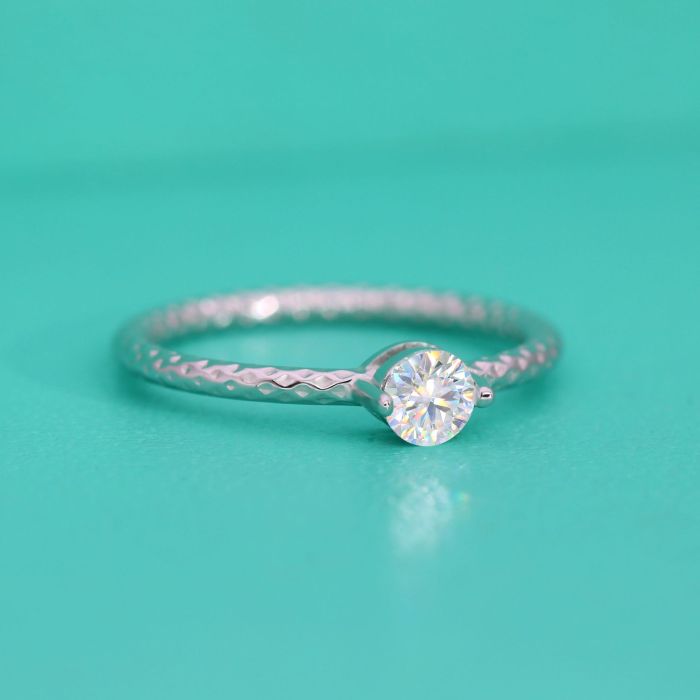 Moissanite Diamond Ring for Women, S925 Sterling Silver, Small and Delicate Closed Band