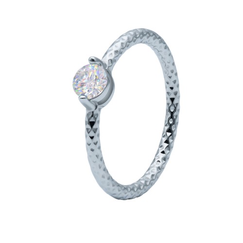 Moissanite Diamond Ring for Women, S925 Sterling Silver, Small and Delicate Closed Band