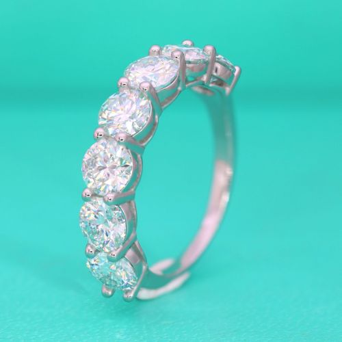 Moissanite Stackable Ring for Women, Closed Band, Live Stream Supply, S925 Sterling Silver Plated, Luxury, Full Round, High-End, Simple and Fashionable