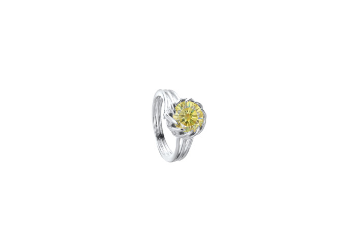 S925 sterling silver luxury elegant millennium floral cut high-end light sea color large surface ring
