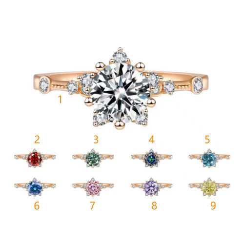 Pink Moissanite Ring for Women, Pure Silver S925, Six-Prong Floral Design, Niche Style, Delicate Ring