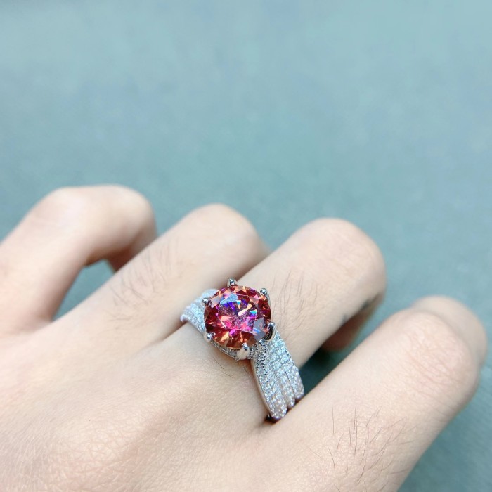 Moissanite Six-Claw Ring S925 Sterling Silver Plated with White Gold, Luxuriously Set, Three Lifetimes Women's Proposal Couples