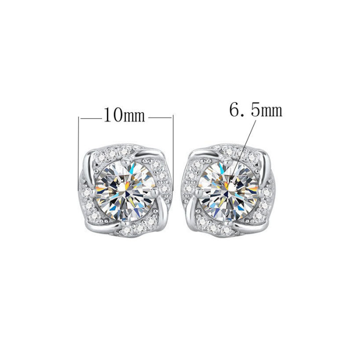 Moissanite stud earrings for women, S925 sterling silver, niche design, pierced earrings, fashionable and luxurious, small windmill earrings.
