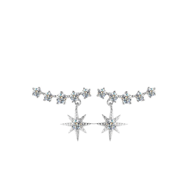Moissanite stud earrings for women, S925 sterling silver eight-pointed star earrings, classic, simple, stylish, elegant, trendy, and versatile.