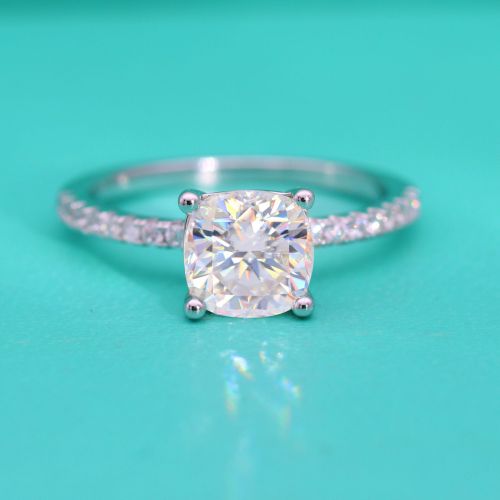 Quadrilateral Four-Claw Moissanite Diamond Ring for Women, S925 Sterling Silver, Micro-Set Princess Square, Thin Style, Stackable, Petite