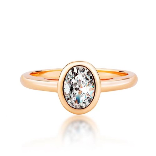 S925 Sterling Silver Moissanite Ring, Simple and Fashionable Versatile Rose Gold Band