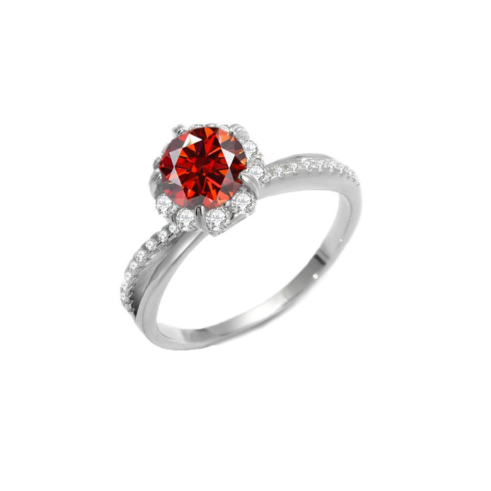 Five-Claw Moissanite Ring for Women, S925 Sterling Silver, Delicate Band, Micro Pave, Couples Ring, 1 Carat Petite Diamond Ring