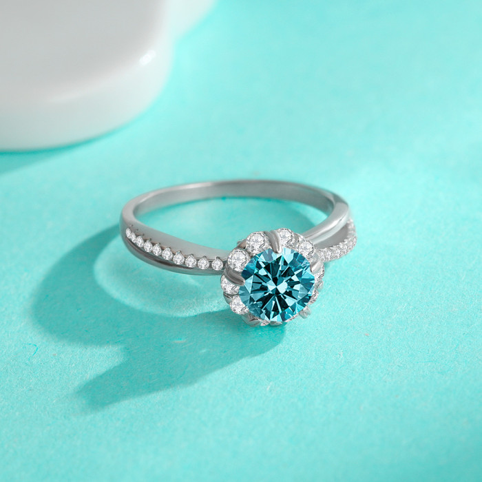 Five-Claw Moissanite Ring for Women, S925 Sterling Silver, Delicate Band, Micro Pave, Couples Ring, 1 Carat Petite Diamond Ring