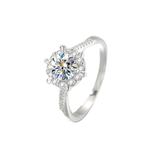 Moissanite Six-Claw Ring for Women, S925 Sterling Silver, Simple and Stylish, Delicate and Lightweight Luxury, Closed Setting