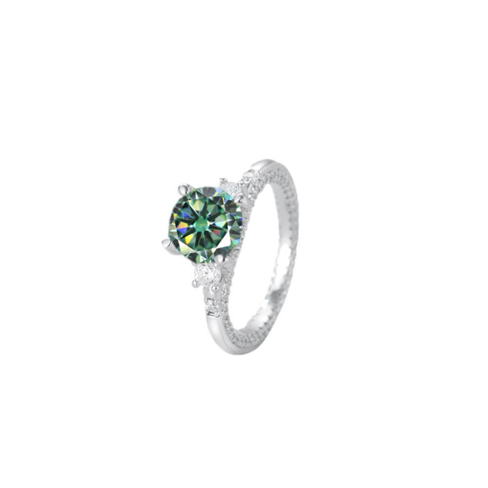 Simple and stylish genuine S925 sterling silver 2-carat moissanite starburst ring for women, engagement diamond ring jewelry