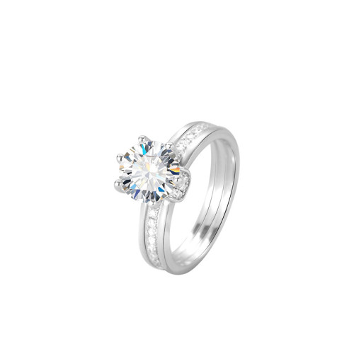 Minimalist Six-Prong Moissanite Ring for Women, S925 Sterling Silver Luxury Fashion Jewelry