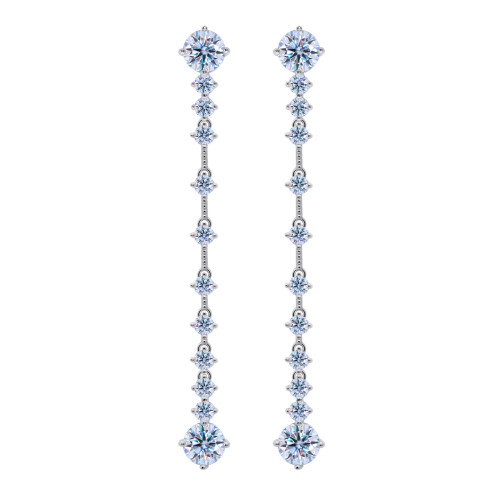 Moissanite earrings with silver needles, elegant and heavy-duty long tassel earrings, S925 sterling silver women's earrings and ear clips.