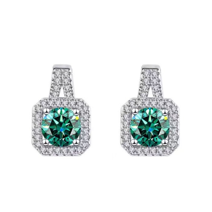 S925 sterling silver luxury design handbag-shaped stud earrings, stylish square earrings with a sophisticated feel, small sugar cube stud earrings.