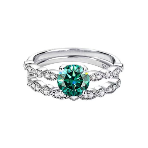 S925 Sterling Silver Colored Moissanite Ring for Women, Light Luxury Fashion, One Piece Can Be Worn Two Ways, Stackable Ring, Hot Selling