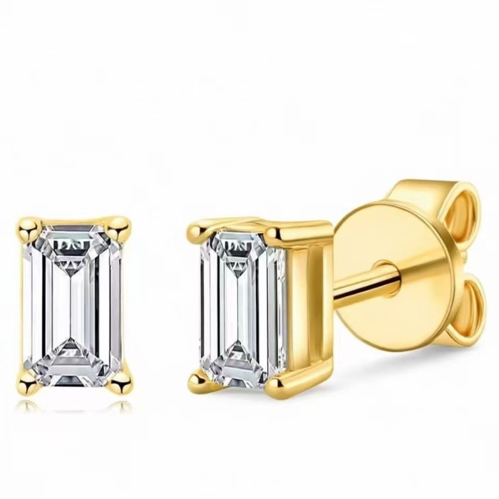 Luxury niche design high-end moissanite diamond S925 sterling silver rectangular irregular stone earrings for women