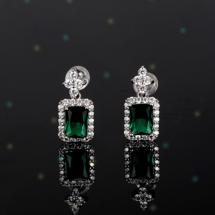 S925 Emerald Moissanite Perfume Bottle Earrings - Stylish and Versatile Colorful Stone Earrings