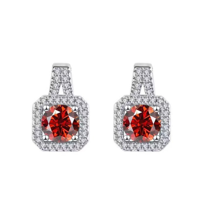 S925 sterling silver luxury design handbag-shaped stud earrings, stylish square earrings with a sophisticated feel, small sugar cube stud earrings.
