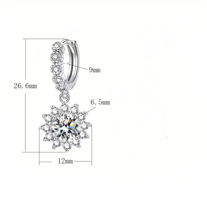 Sterling silver S925 moissanite sunflower design tassel earrings, understated luxury floral earrings