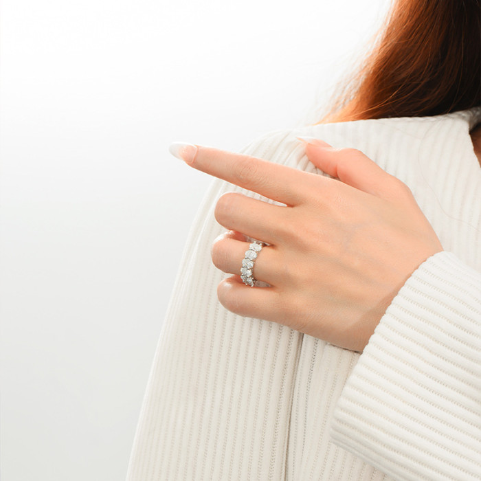 Pure Silver S925 Moissanite Stackable Ring for Women, Couple Rings, Birthday Gift for Girlfriend
