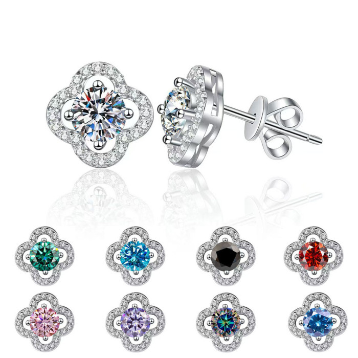 New style of high-end moissanite stud earrings for women, made of S925 sterling silver, with a unique design.