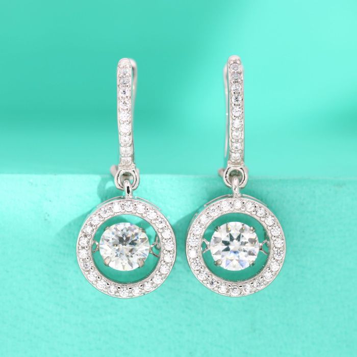 Moissanite delicate earrings, elegant heavy-duty S925 sterling silver women's round drop earrings