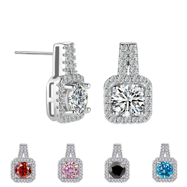 S925 sterling silver luxury design handbag-shaped stud earrings, stylish square earrings with a sophisticated feel, small sugar cube stud earrings.