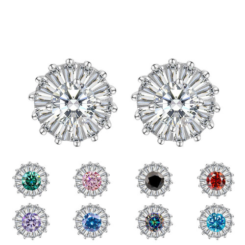 S925 Sterling Silver Moissanite Sunflower Stud Earrings - Elegant and Versatile, Simple and Stylish Earrings