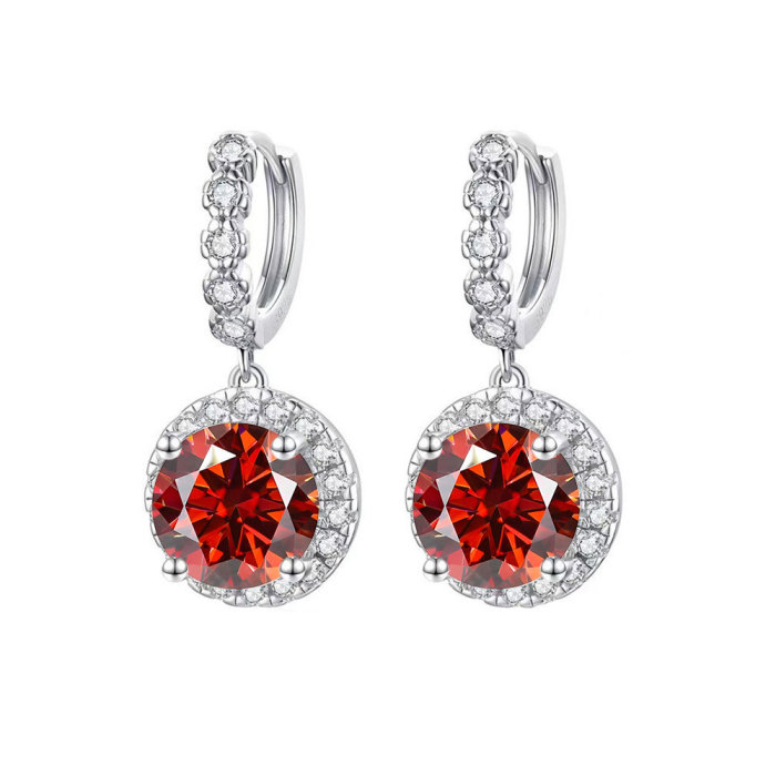 S925 Sterling Silver Moissanite Round Fashion Earrings for Women, Simple and Stylish Tassel Round Bag Earrings