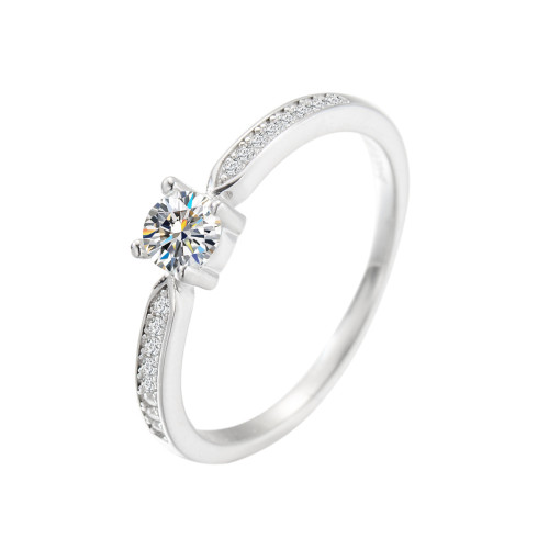 Moissanite Ring for Women S925 Simple Fashion Four-Prong Luxe Small Delicate Micro-Set Personalized Trendy Stackable Ring