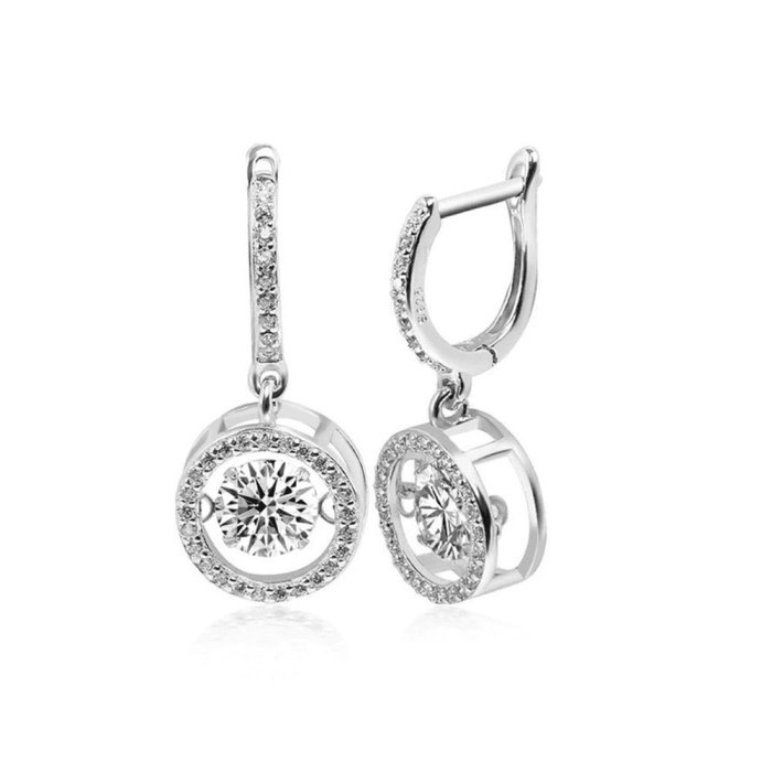 Moissanite delicate earrings, elegant heavy-duty S925 sterling silver women's round drop earrings
